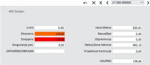 ArsFinInfo na dokumentu veleprodaje u PANTHEONU: limit, otvorena i dospjela potraživanja kupca